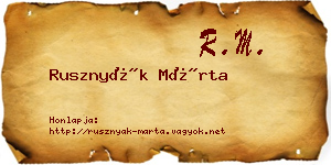 Rusznyák Márta névjegykártya